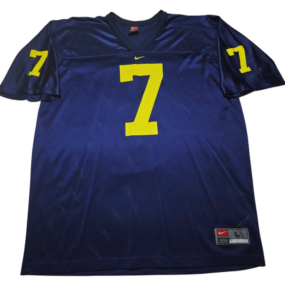 VTG Michigan Wolverines Nike Football Jersey Men’s Large Blue Center Swoosh Y2K